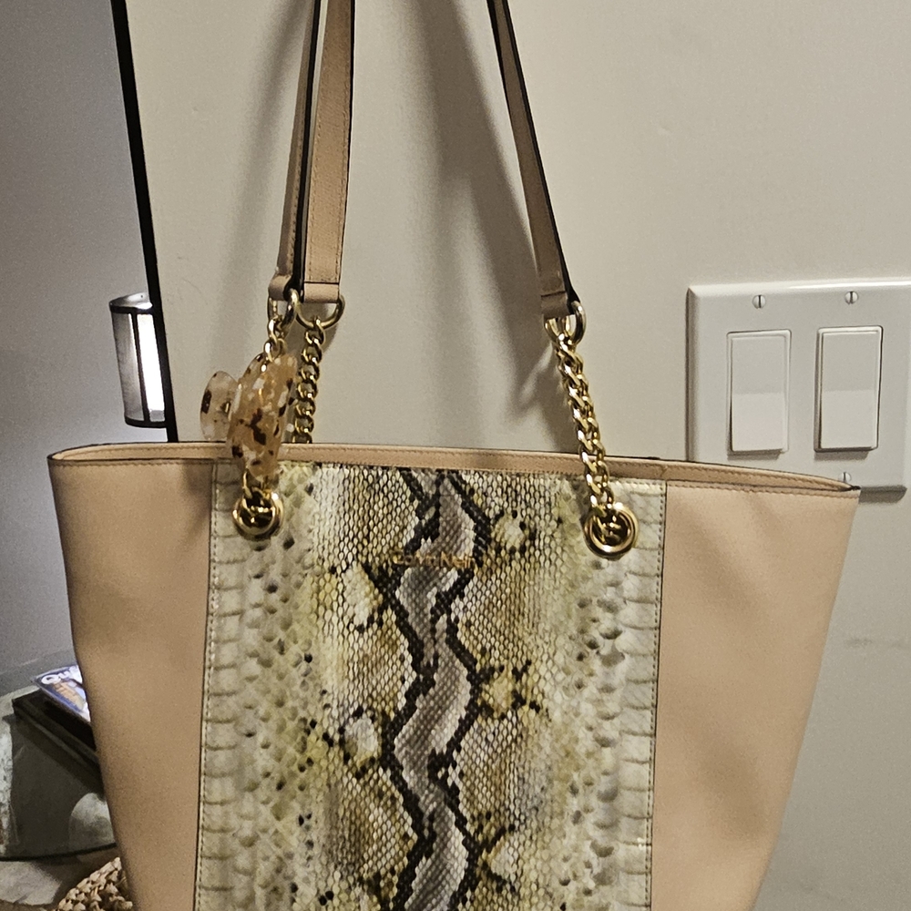 Calvin Klein Pale Pink and Snake Print Tote